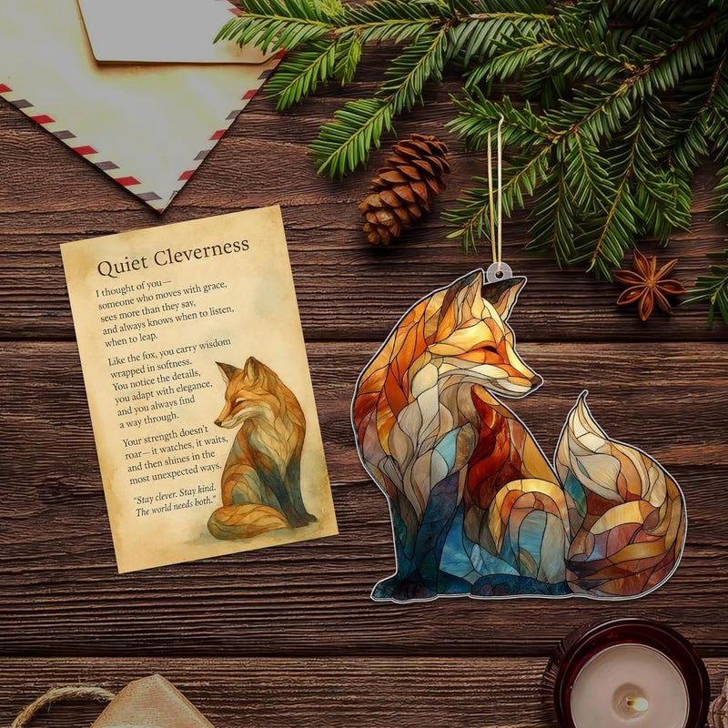 HONOCOOLS Store Fox Acrylic Ornament, Fox Faux Acrylic Hanging Decoration for Christmas Tree, Wildlife Home Decor, Fox Ornaments for Holiday, Unique Animal Lovers Gift, Gift Exchange Present (Sun-57) - Image 4